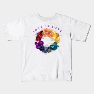 Love is Love - Rainbow wreath - LGBTQ Kids T-Shirt